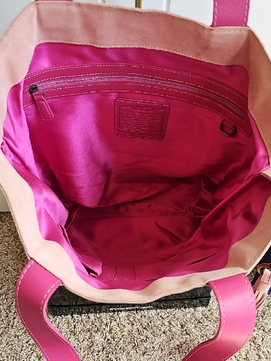 Coach Vintage 06 Limited Edition "Poppies for Peace" Suede Tote Pink/Multi - Picture 7 of 14